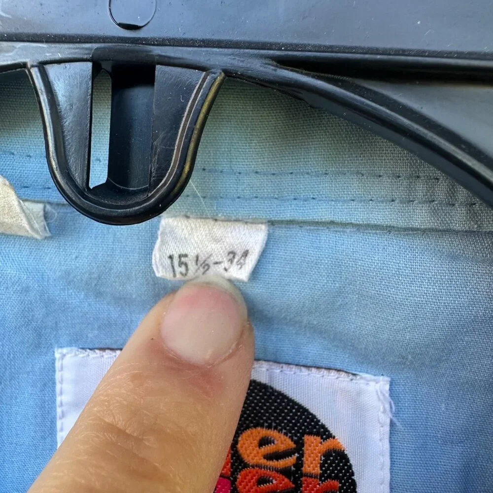 Vintage Miller Miller Miller Western Pearl Snap Button Down Blue Shirt Size 15.5 - Picture 3 of 11